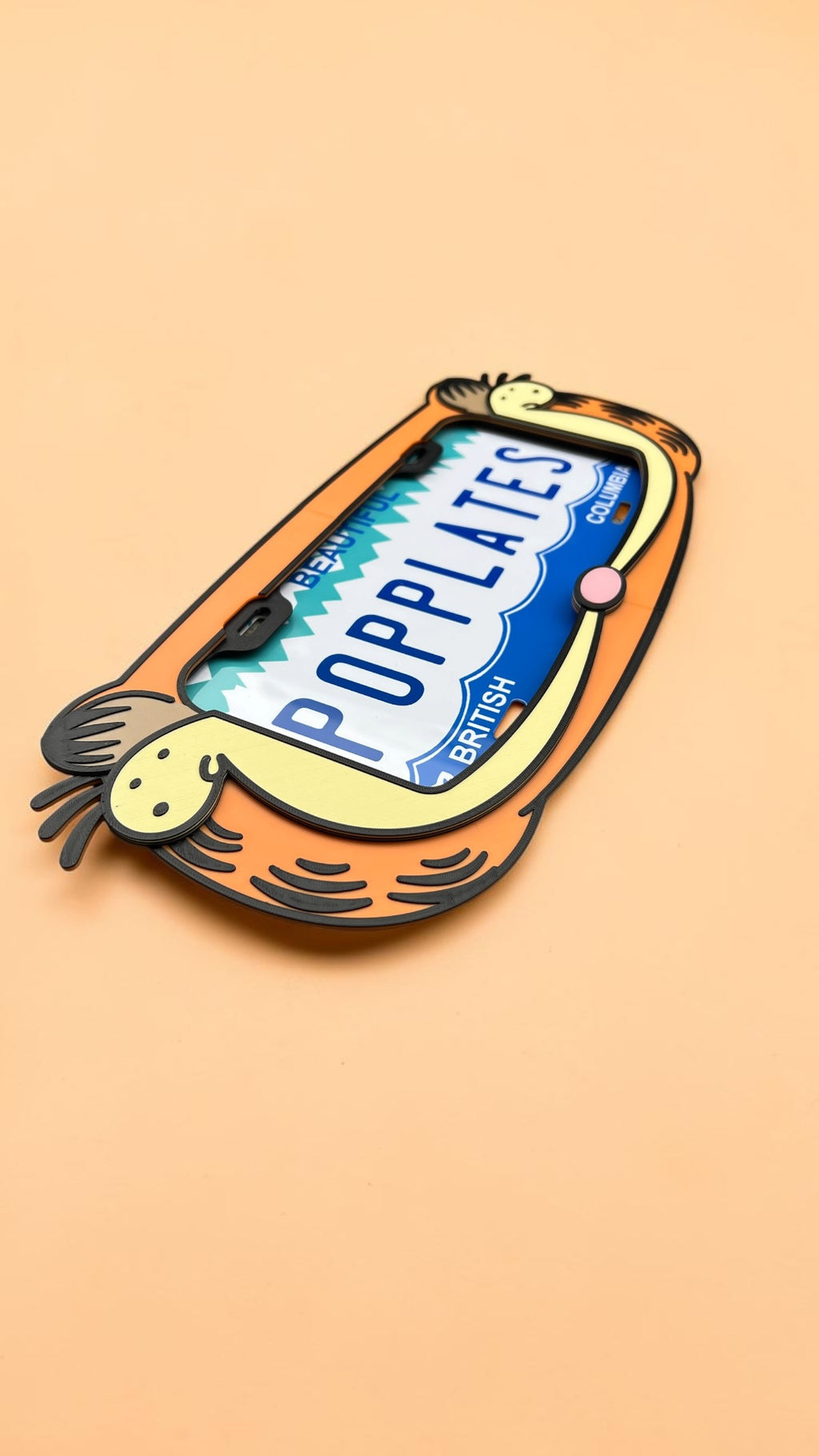 Garfield Inspired 3D License Plate Frame | Orange Lazy Cat Car Accessory