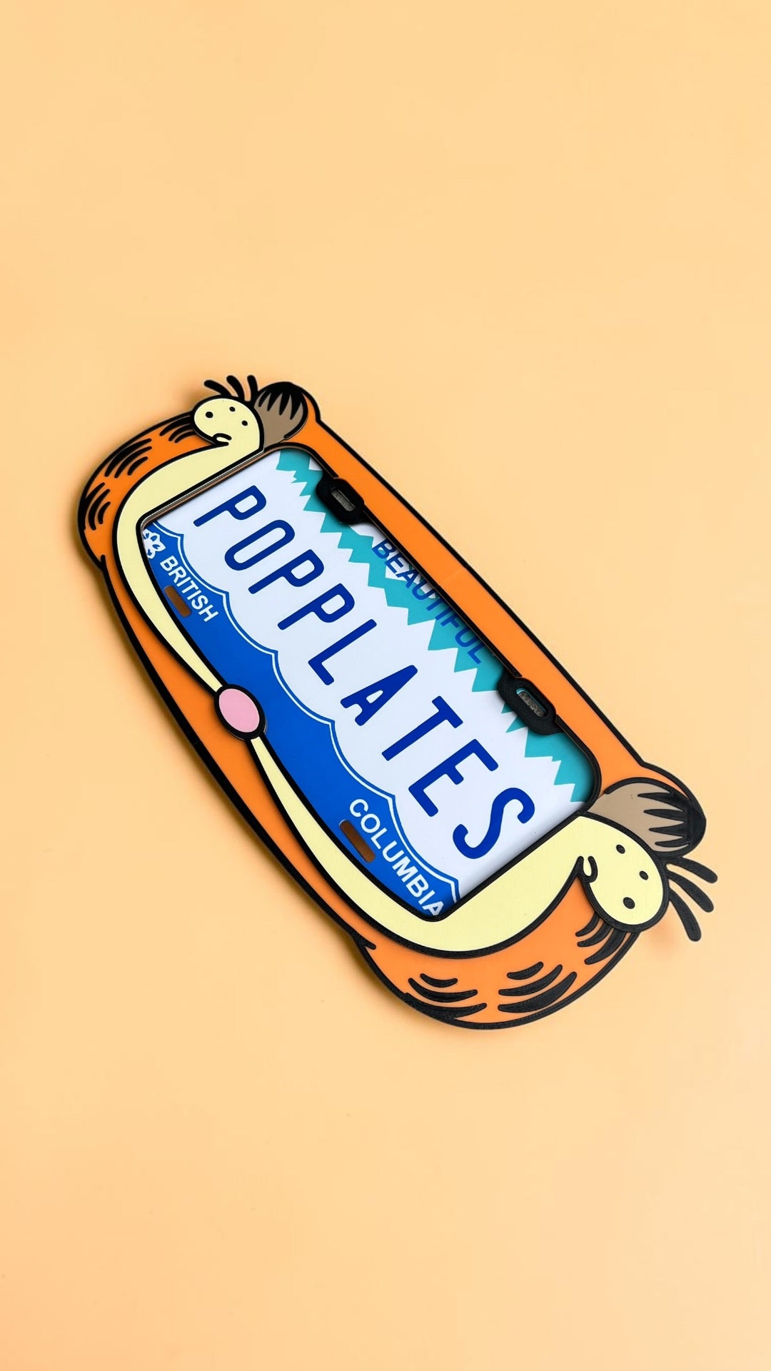 Garfield Inspired 3D License Plate Frame | Orange Lazy Cat Car Accessory