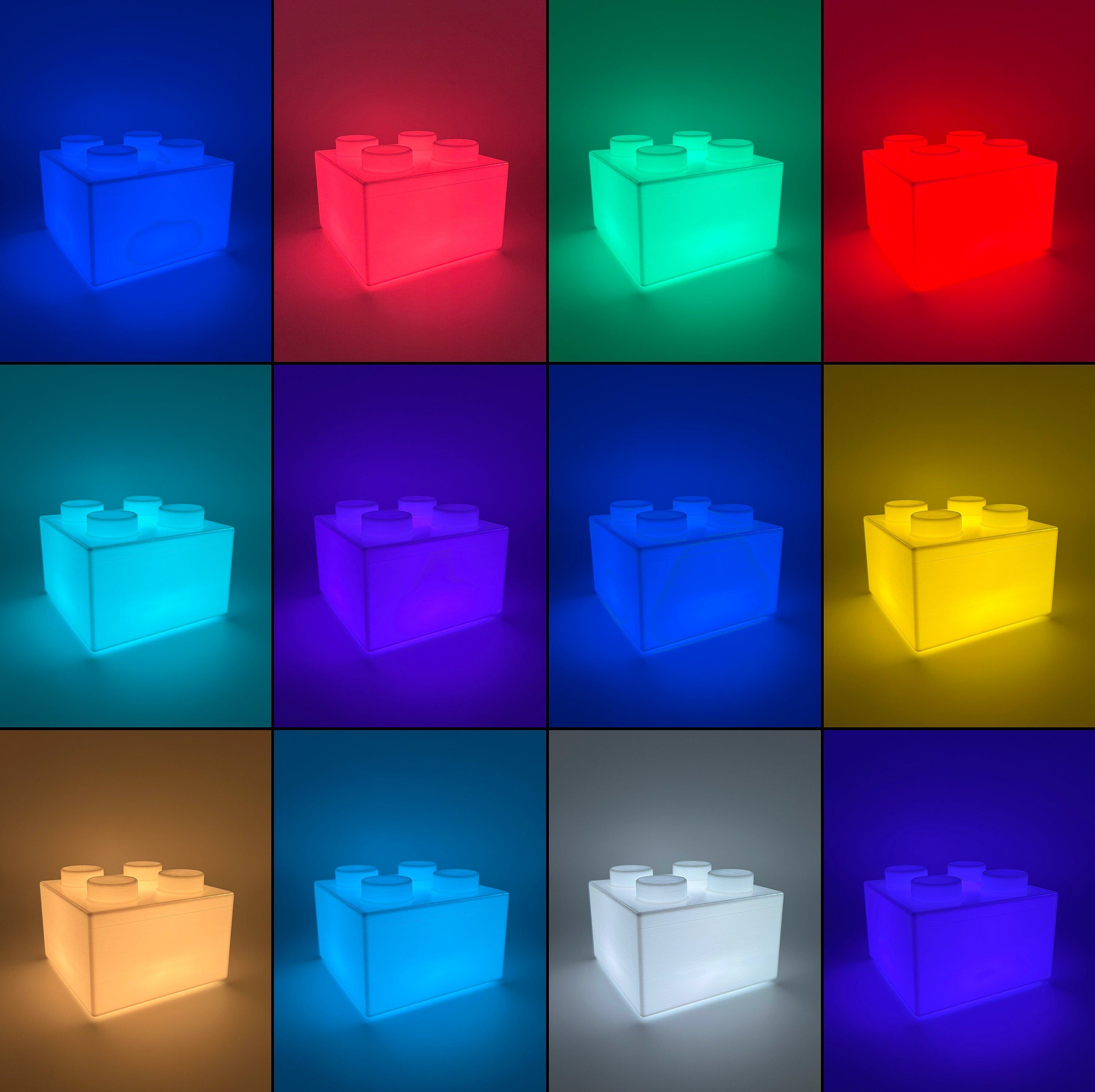 3D Printed Famous Brick Nightlight with Multi-Colored LED and Remote Controlled - Perfect Home Decor Gift for Enthusiasts of All Ages!