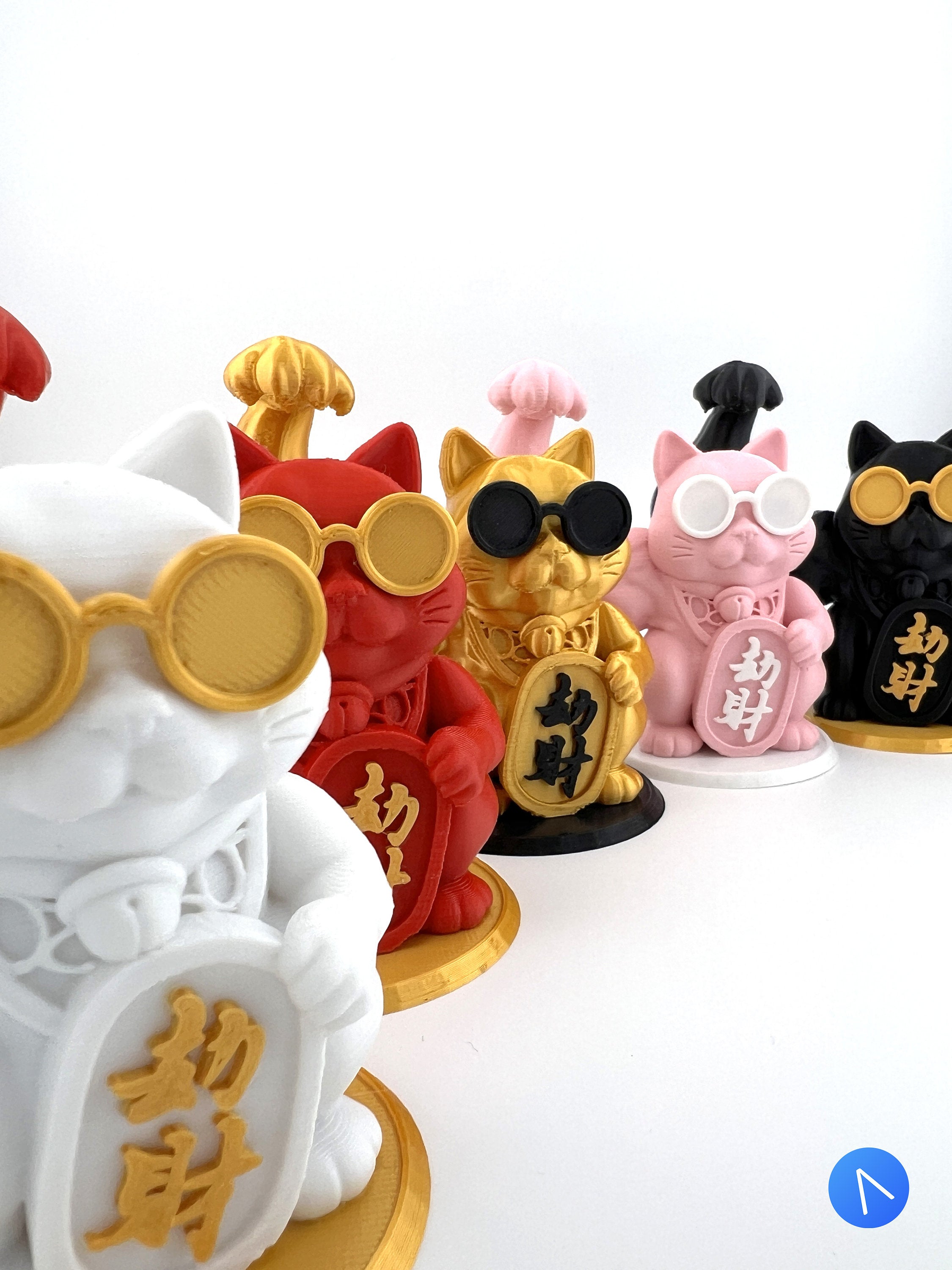 Maneki Neko Fortune Cat Figurine with Buff Muscular Swoll Arm - Zhao Can Moi, Maneki Neko Good Luck Cat, lucky cat, Japanese, home decor