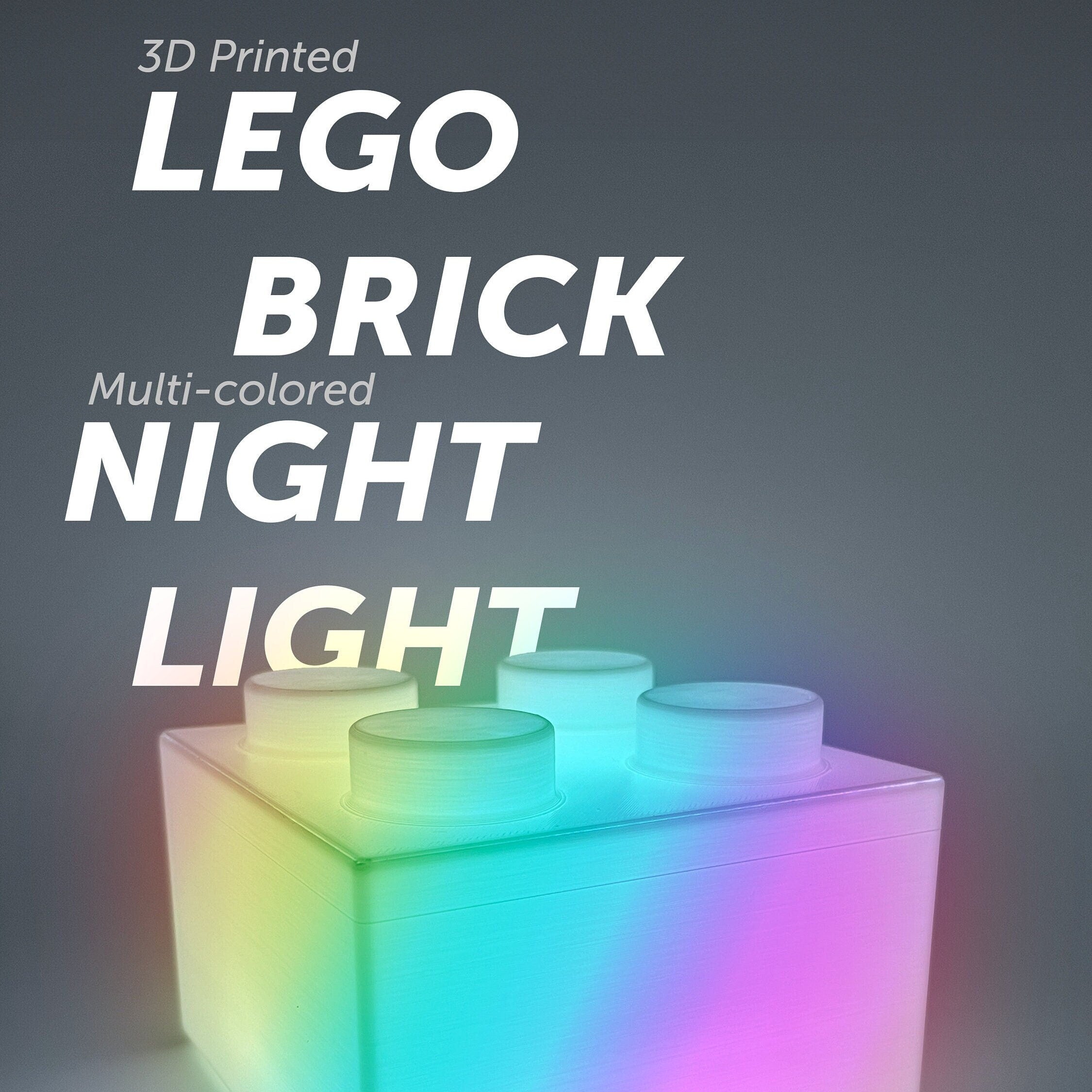 3D printed lego brick night light with multicolour LED Main image