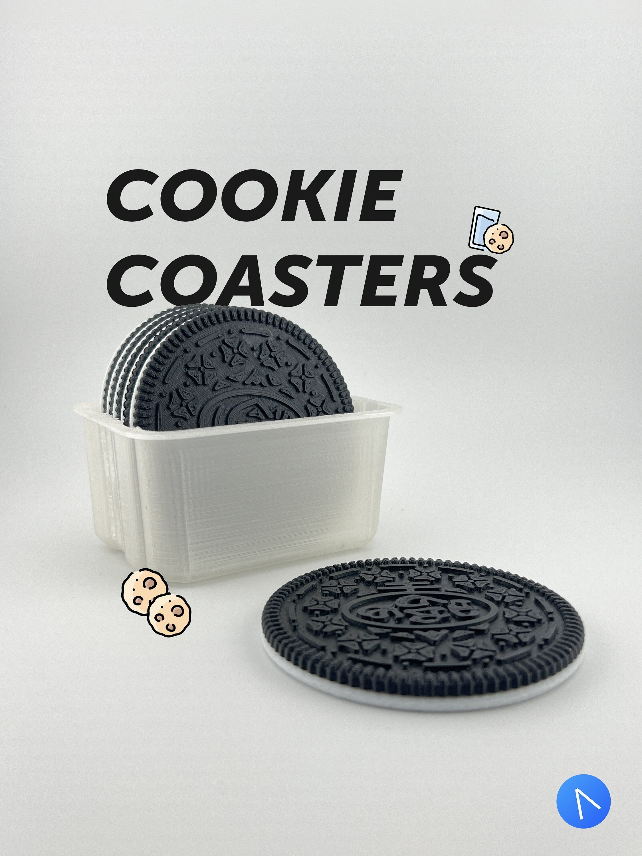 Whimsical Cream Cookie Coaster Set x PopPrints
