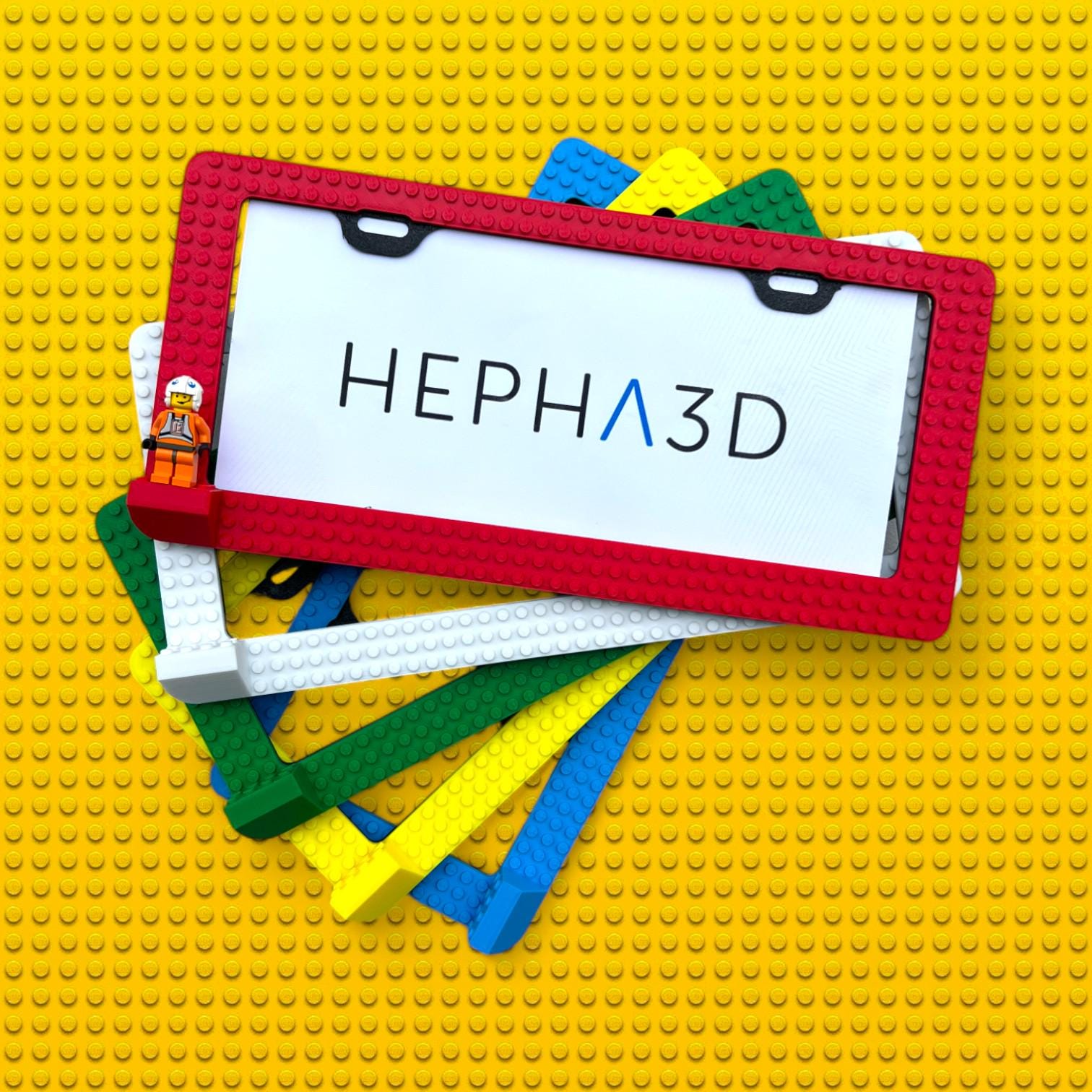 LEGO Brick x PopPlates — 3D printed building block-inspired license plate frame, available in multiple colors, made in Vancouver BC Main image