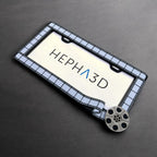 Filmmaker x PopPlates — 3D printed original license plate frame with film strip and clapperboard details, made in Vancouver BC
