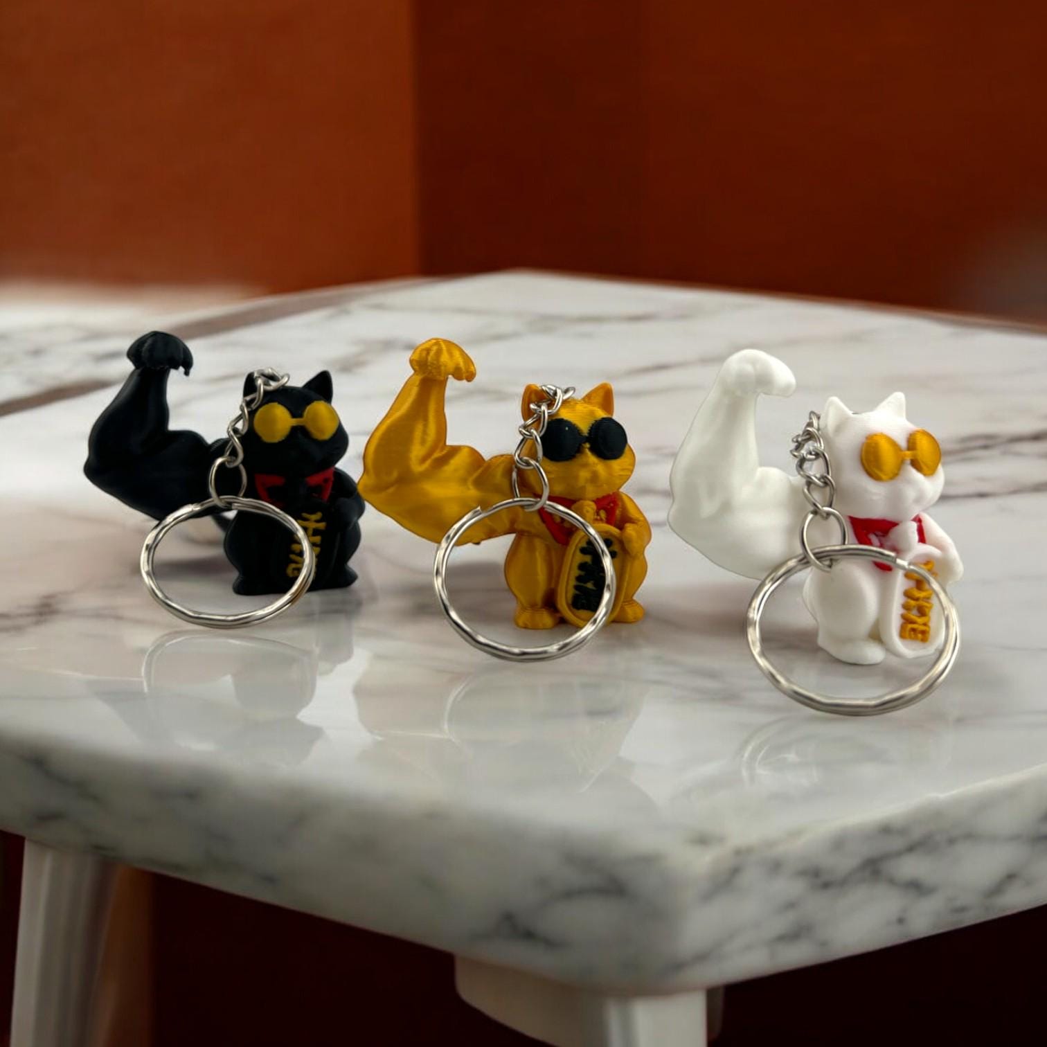 Mini Muscular Maneki Neko Keychains - Bring Good Luck Everywhere!