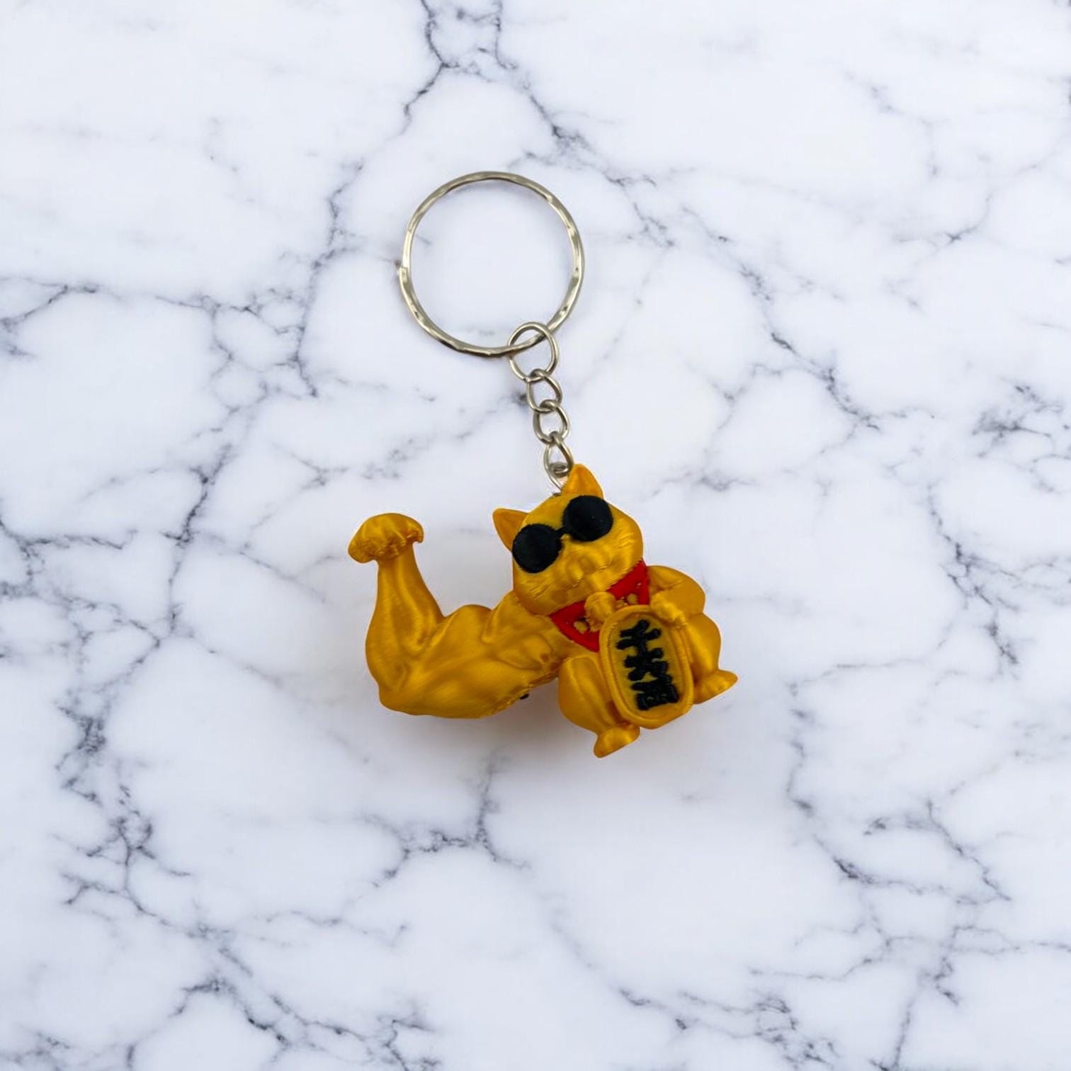 Mini Muscular Maneki Neko Keychains - Bring Good Luck Everywhere!