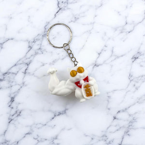 Mini Muscular Maneki Neko Keychains - Bring Good Luck Everywhere!