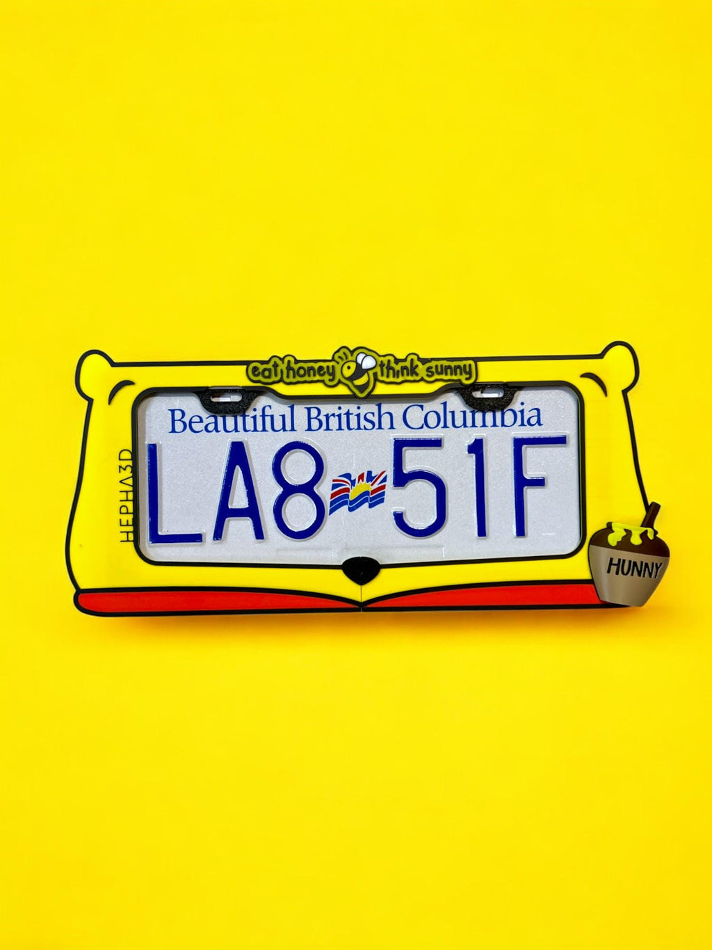Winnie the Pooh x PopPlates — 3D printed nostalgic kawaii license plate frame featuring Pooh bear details, made in Vancouver BC