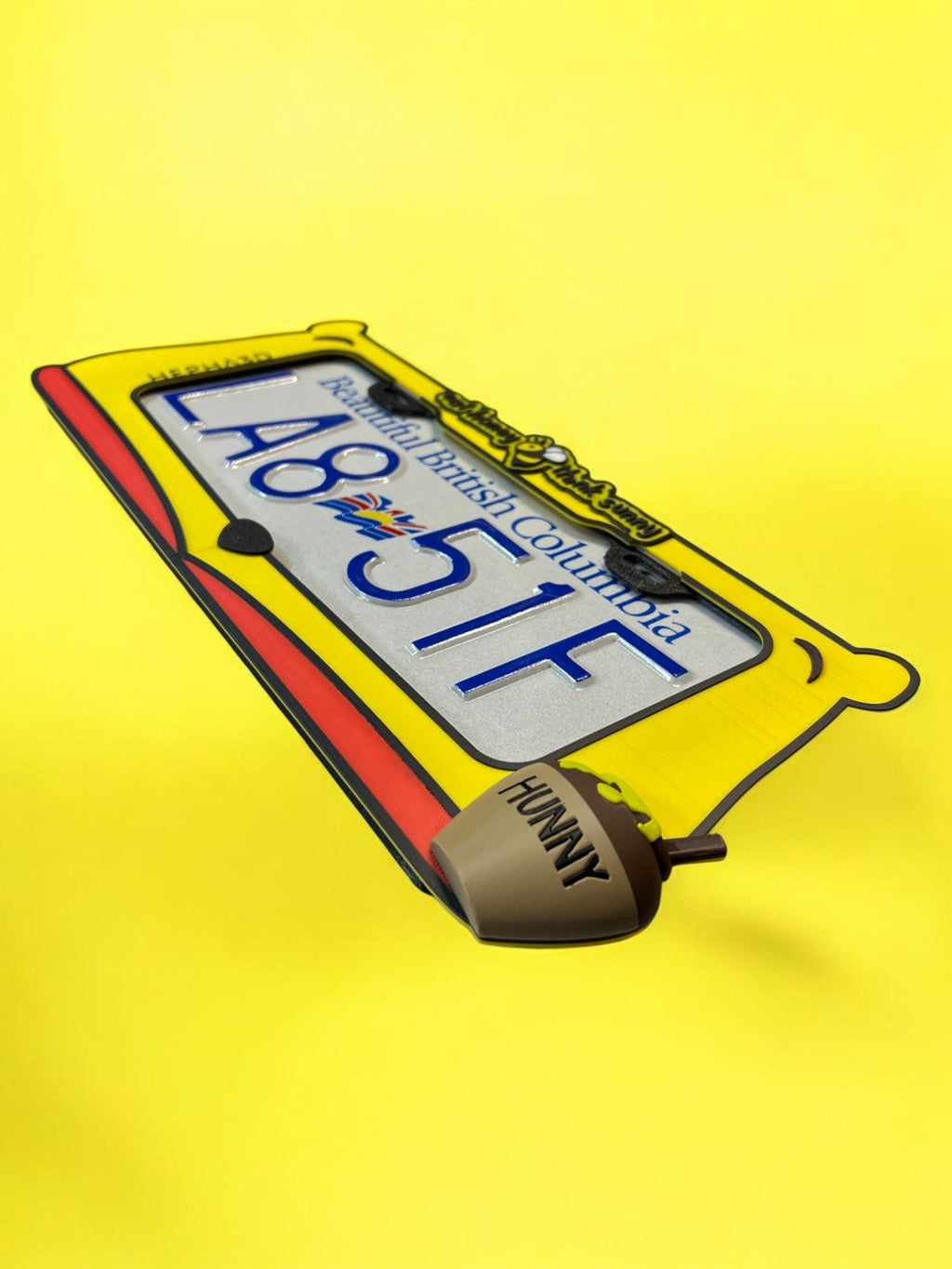 Winnie the Pooh x PopPlates — 3D printed nostalgic kawaii license plate frame featuring Pooh bear details, made in Vancouver BC
