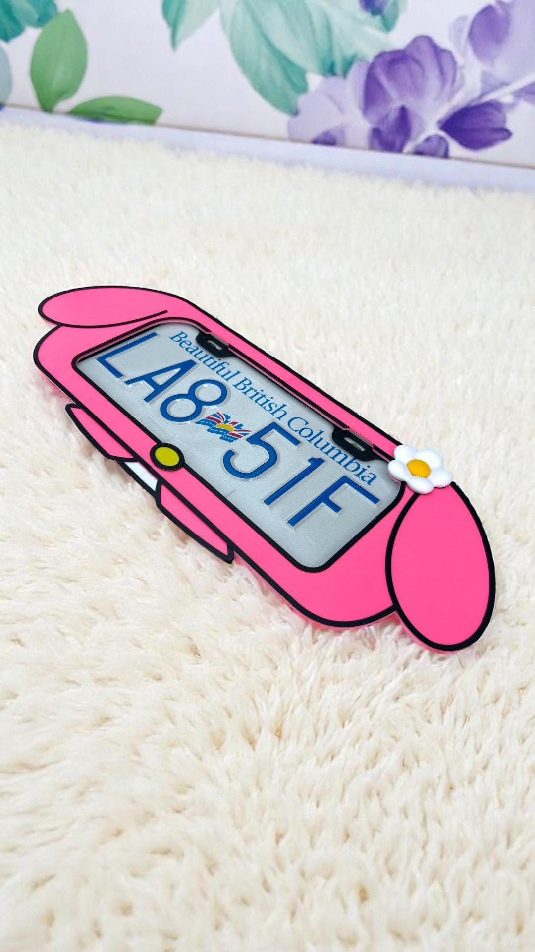 My Melody Inspired License Plate Frame: Pink Kawaii Car Decor