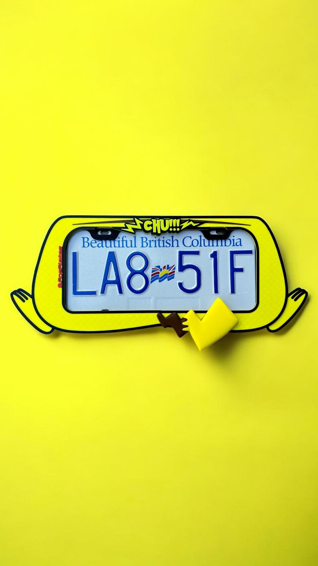 Pikachu Inspired License Plate Frame: 3D Printed Electric Mouse Car Decoration