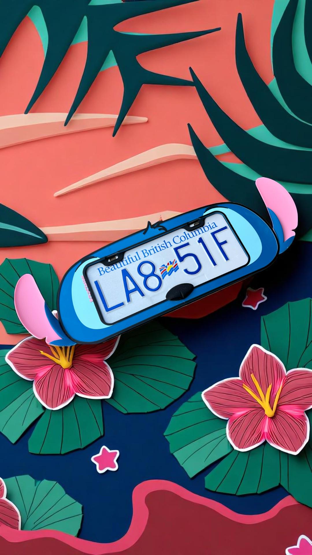 Stitch Inspired License Plate Frame: 3D Printed Alien Car Decor