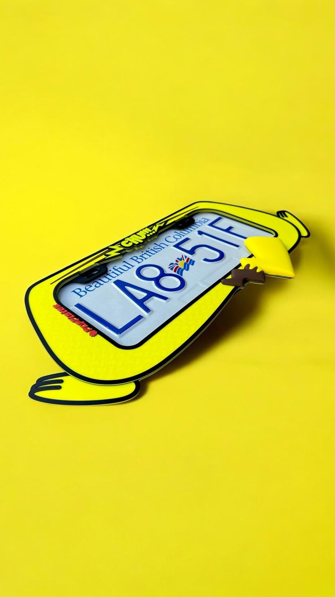 Pikachu Inspired License Plate Frame: 3D Printed Electric Mouse Car Decoration