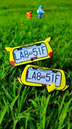 Pikachu x PopPlates — 3D printed Pokemon license plate frame, available in face and butt variants, made in Vancouver BC