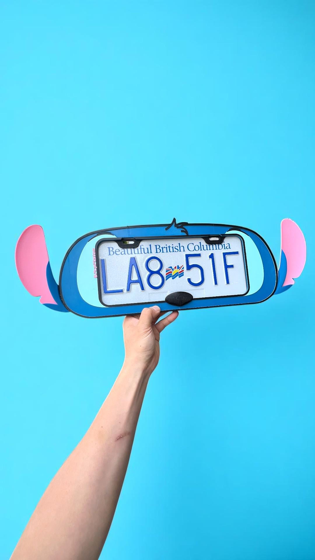 Stitch Inspired License Plate Frame: 3D Printed Alien Car Decor