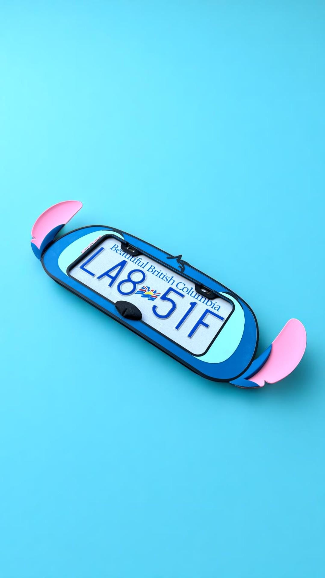 Stitch Inspired License Plate Frame: 3D Printed Alien Car Decor