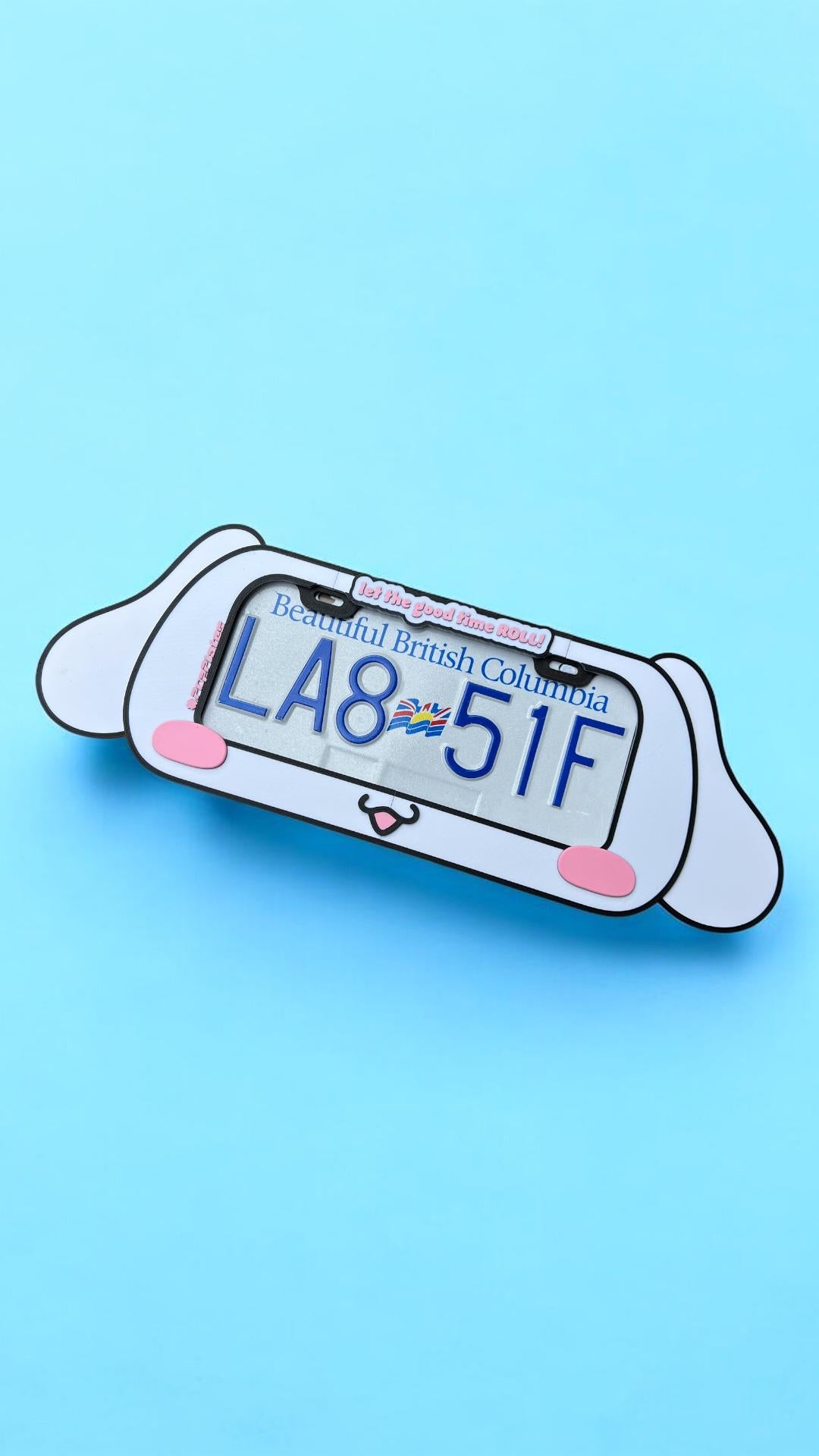 Cinnamoroll Inspired License Plate Frame – Extra Wide 3D Printed Kawaii Car Accessory | Cute Sanrio Style PopPlate for Front or Rear Bumper
