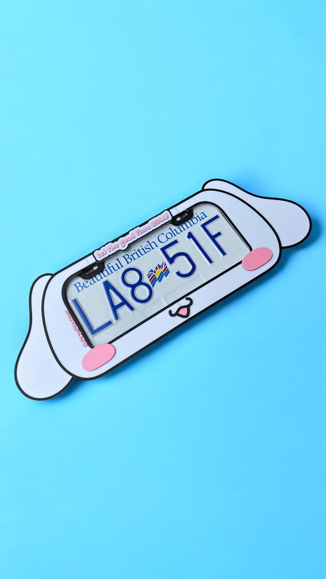 Cinnamoroll Inspired License Plate Frame – Extra Wide 3D Printed Kawaii Car Accessory | Cute Sanrio Style PopPlate for Front or Rear Bumper