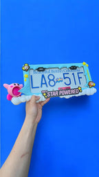 Kirby License Plate Frame | 3D Printed Cute Car Accessory | Star Powered Pink Character Plate Cover | Kawaii Car Mod | PopPlate Design
