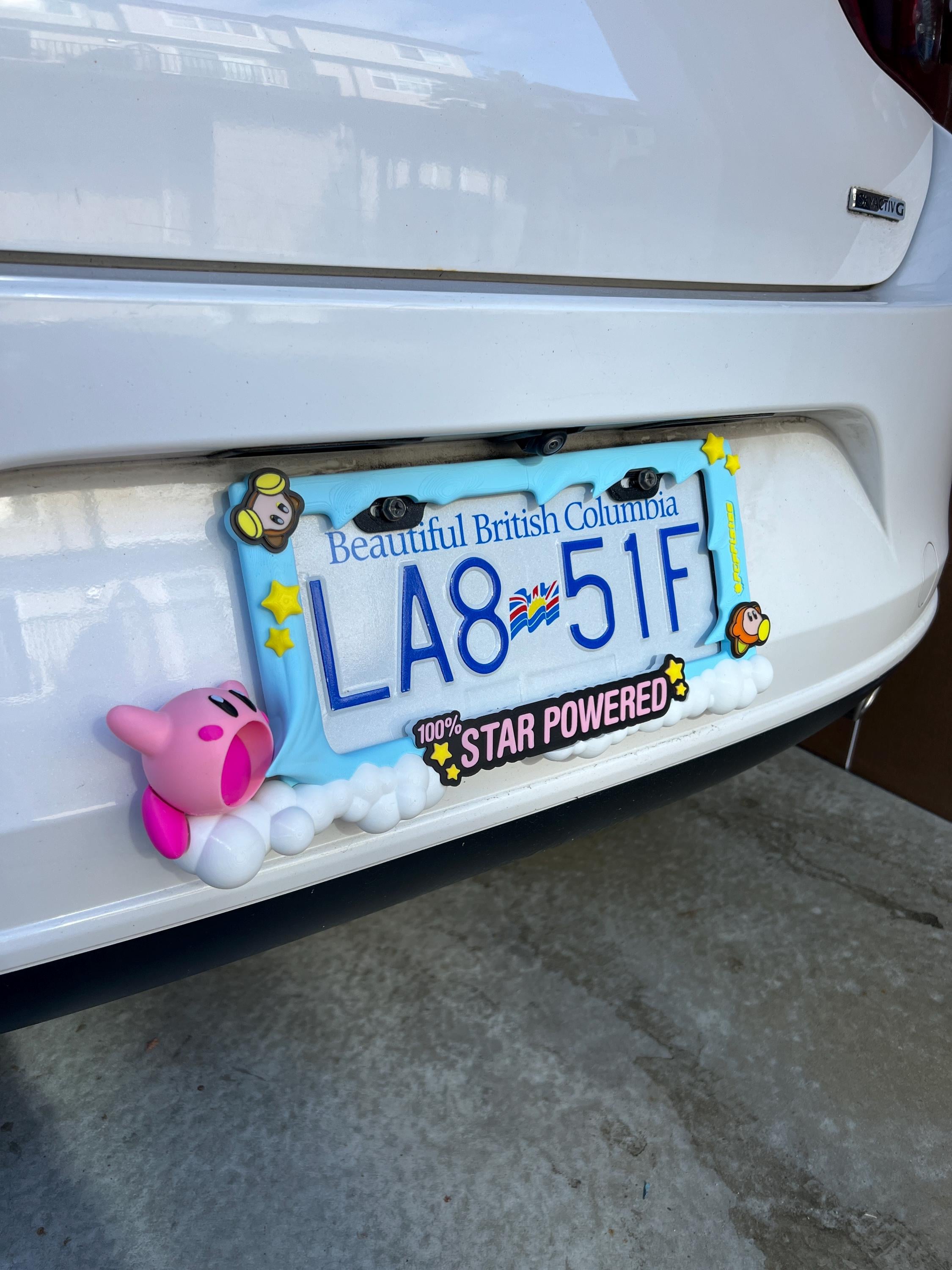 Kirby License Plate Frame | 3D Printed Cute Car Accessory | Star Powered Pink Character Plate Cover | Kawaii Car Mod | PopPlate Design