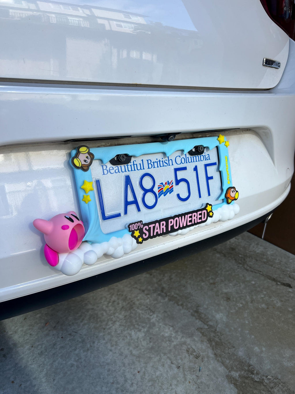 Kirby License Plate Frame | 3D Printed Cute Car Accessory | Star Powered Pink Character Plate Cover | Kawaii Car Mod | PopPlate Design