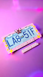 Gamer Girl x PopPlates — 3D printed pixel-style gaming license plate frame with customizable text option, made in Vancouver BC