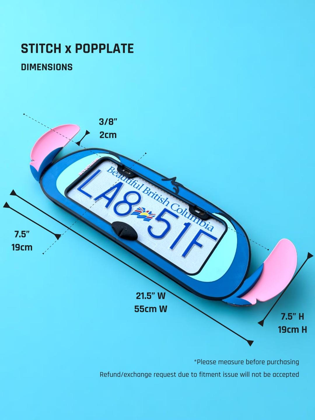 Stitch Inspired License Plate Frame: 3D Printed Alien Car Decor