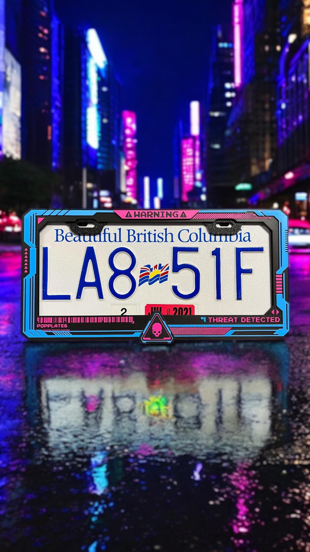 Cyberpunk 2077 License Plate Frame: Neon Yellow Gamer Car Accessory