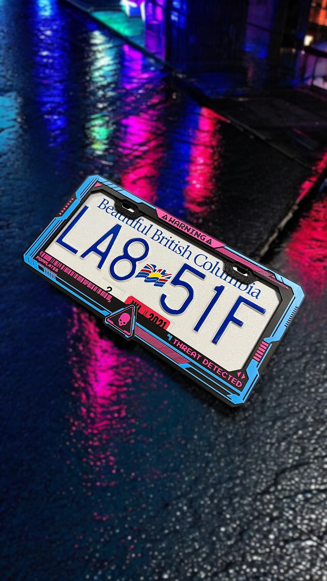 Cyberpunk 2077 License Plate Frame: Neon Yellow Gamer Car Accessory