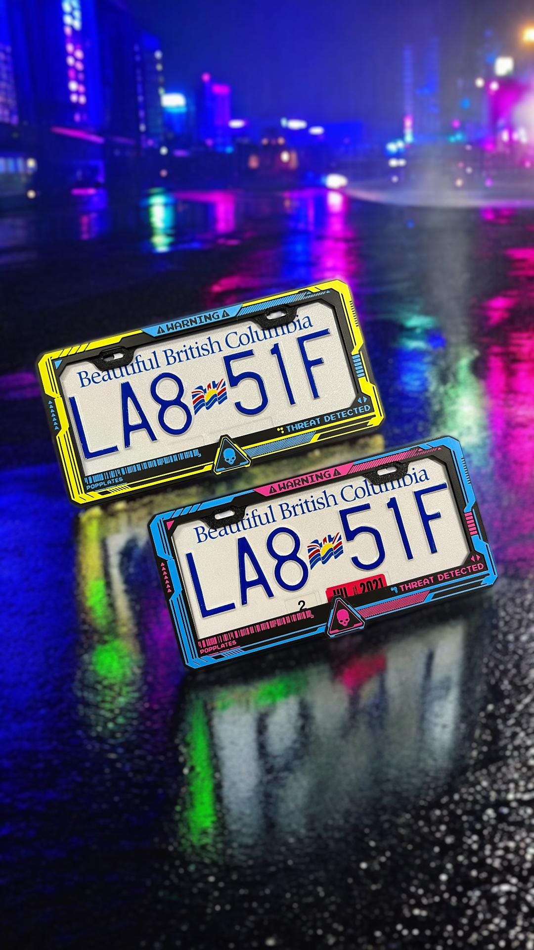 Cyberpunk 2077 License Plate Frame: Neon Yellow Gamer Car Accessory Main image