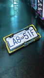 Cyberpunk 2077 License Plate Frame: Neon Yellow Gamer Car Accessory