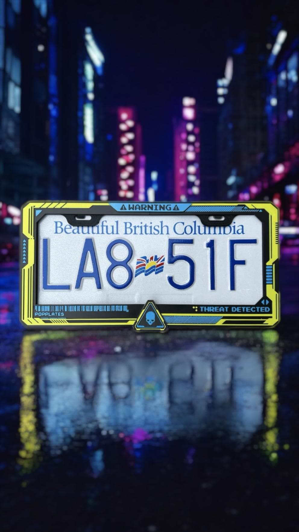 Cyberpunk 2077 License Plate Frame: Neon Yellow Gamer Car Accessory