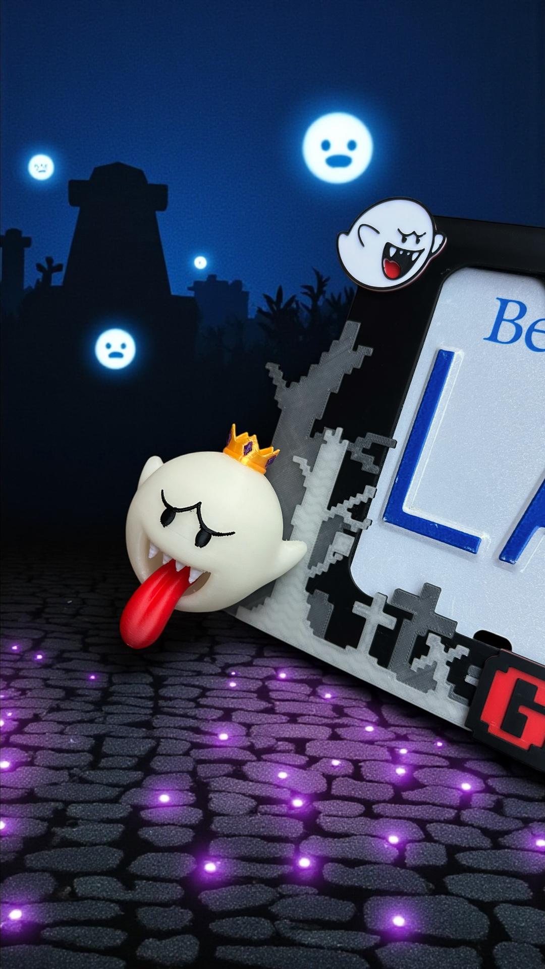 3D Printed King Boo License Plate Frame: Glow in the Dark Car Accessory