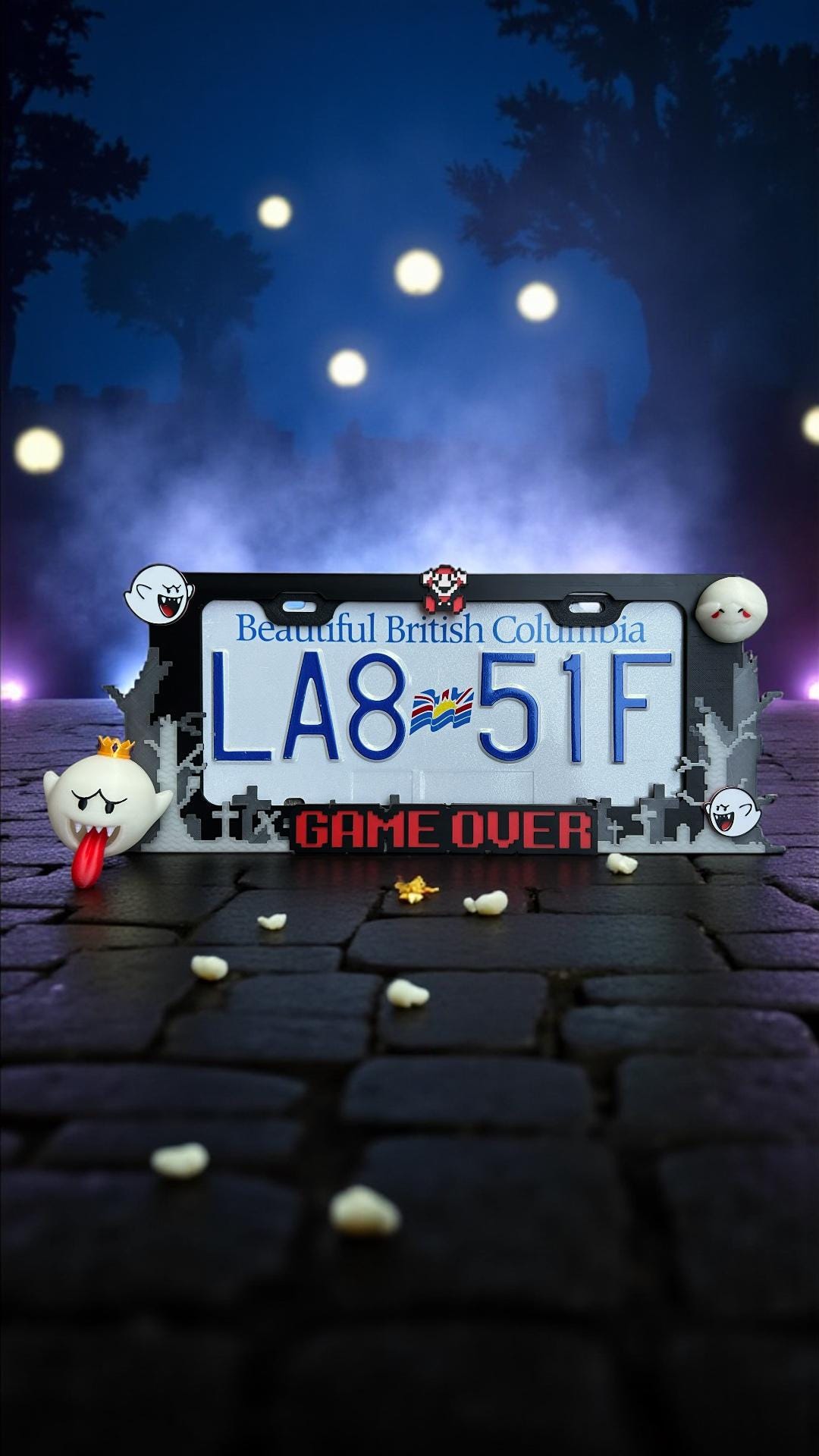 3D Printed King Boo License Plate Frame: Glow in the Dark Car Accessory