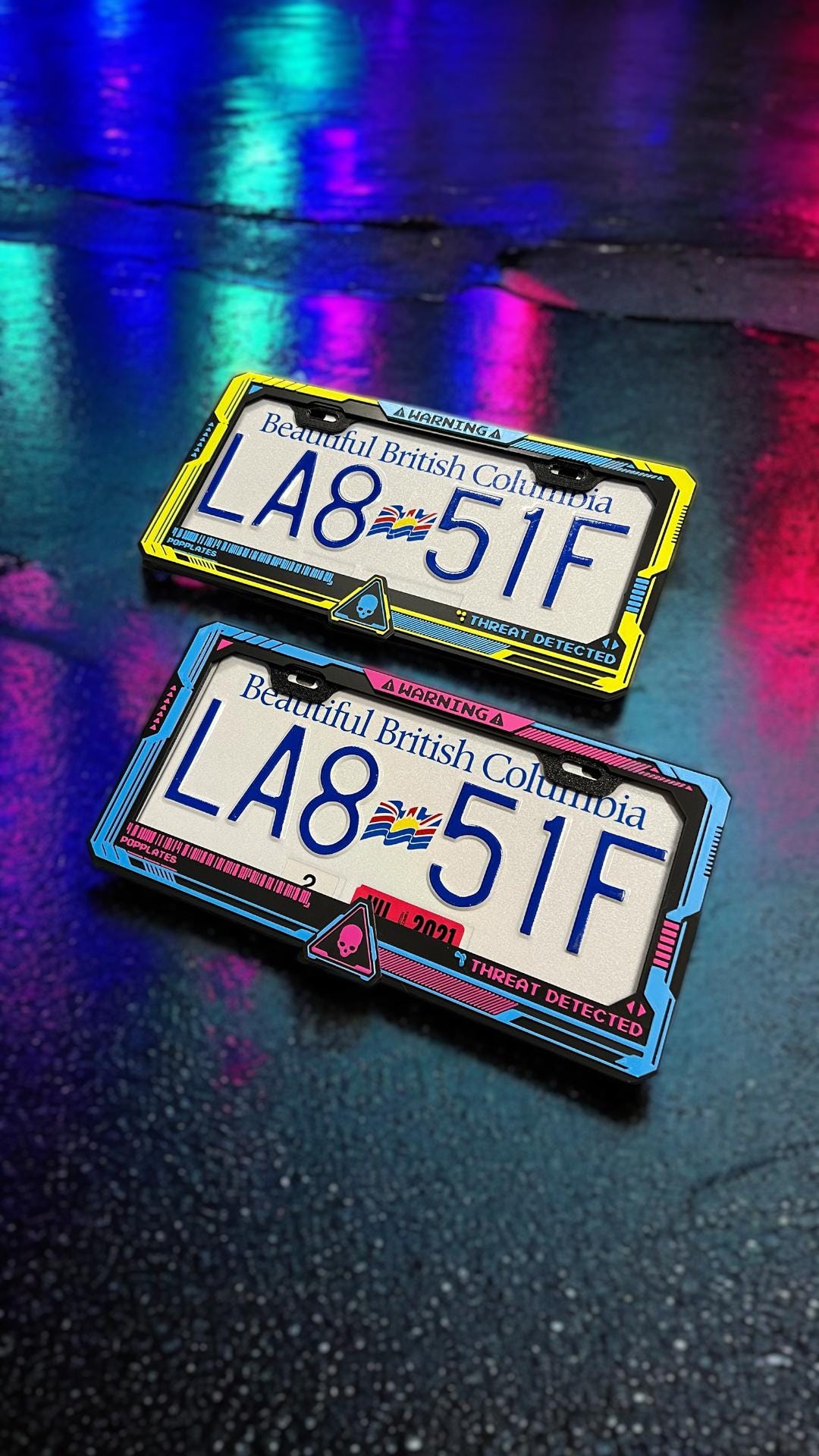 Cyberpunk 2077 License Plate Frame: Neon Yellow Gamer Car Accessory