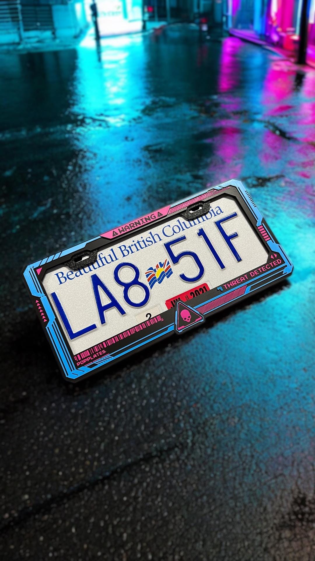Cyberpunk 2077 License Plate Frame: Neon Yellow Gamer Car Accessory