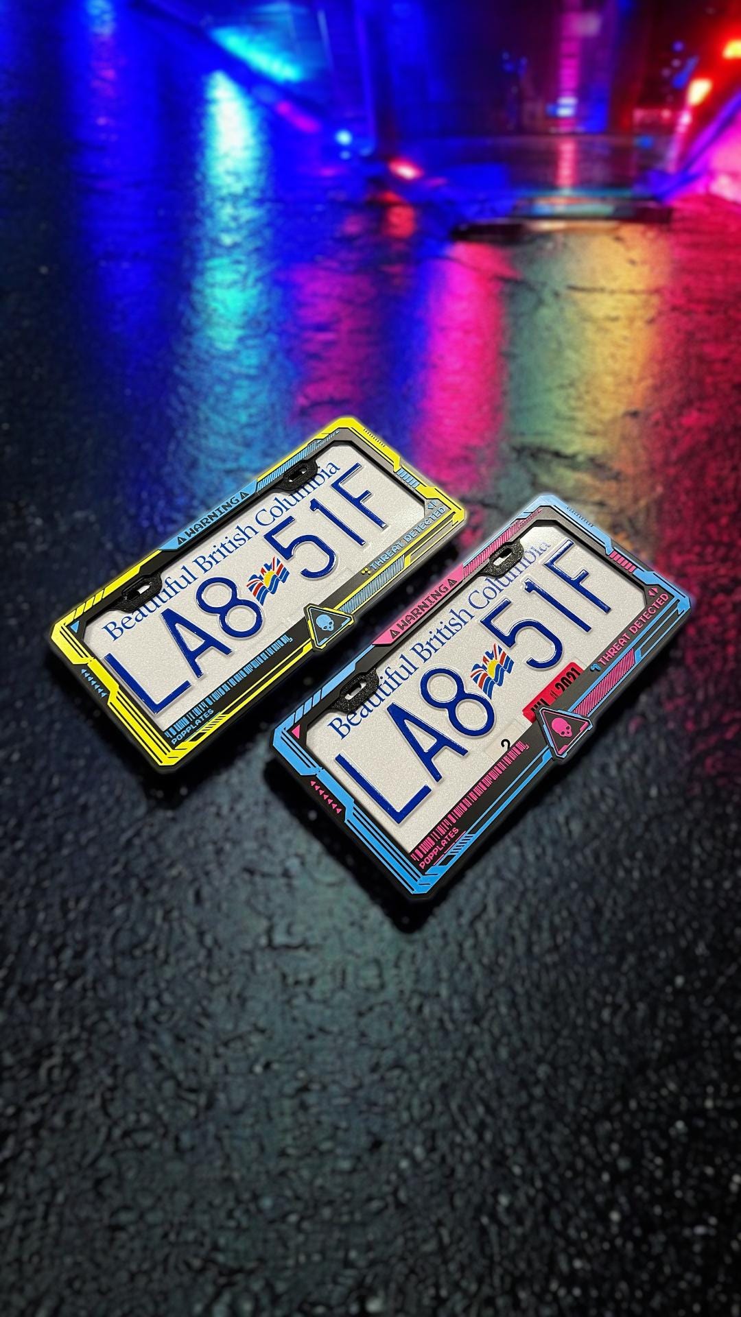 Cyberpunk 2077 License Plate Frame: Neon Yellow Gamer Car Accessory