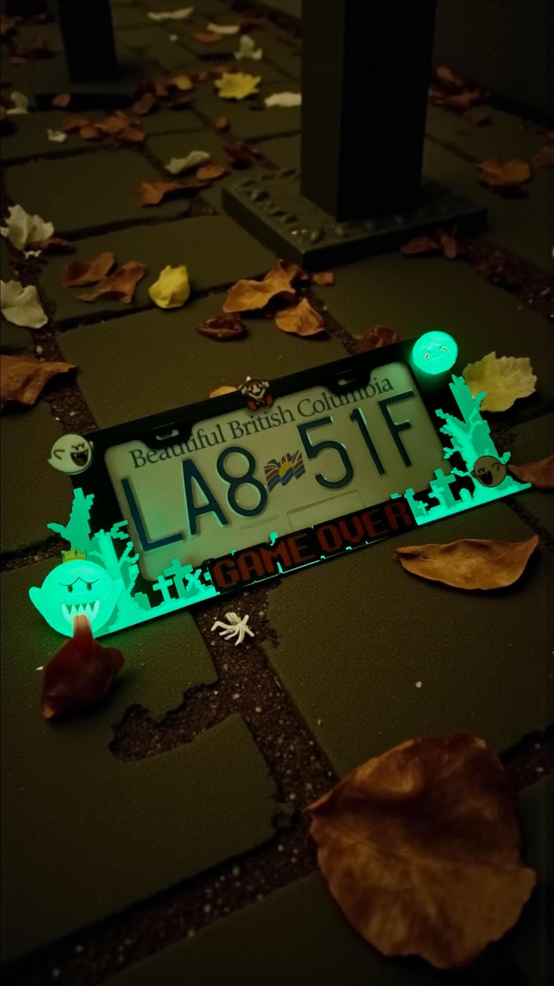 3D Printed King Boo License Plate Frame: Glow in the Dark Car Accessory