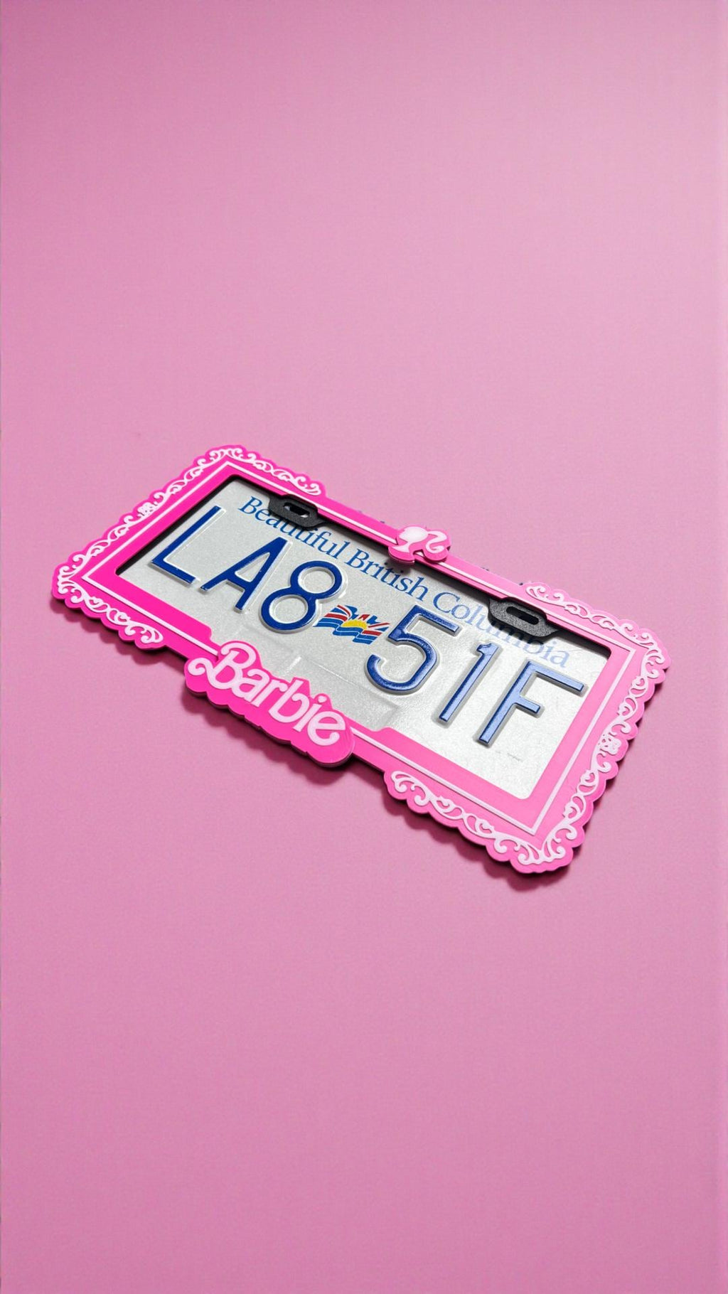 Pink Doll Inspired PopMoto | 3D License Plate Frame | Cute Pink Motorcycle Accessory | Girly Glam Moto Decor