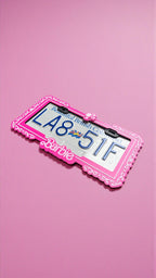 Pink Doll Inspired PopMoto | 3D License Plate Frame | Cute Pink Motorcycle Accessory | Girly Glam Moto Decor