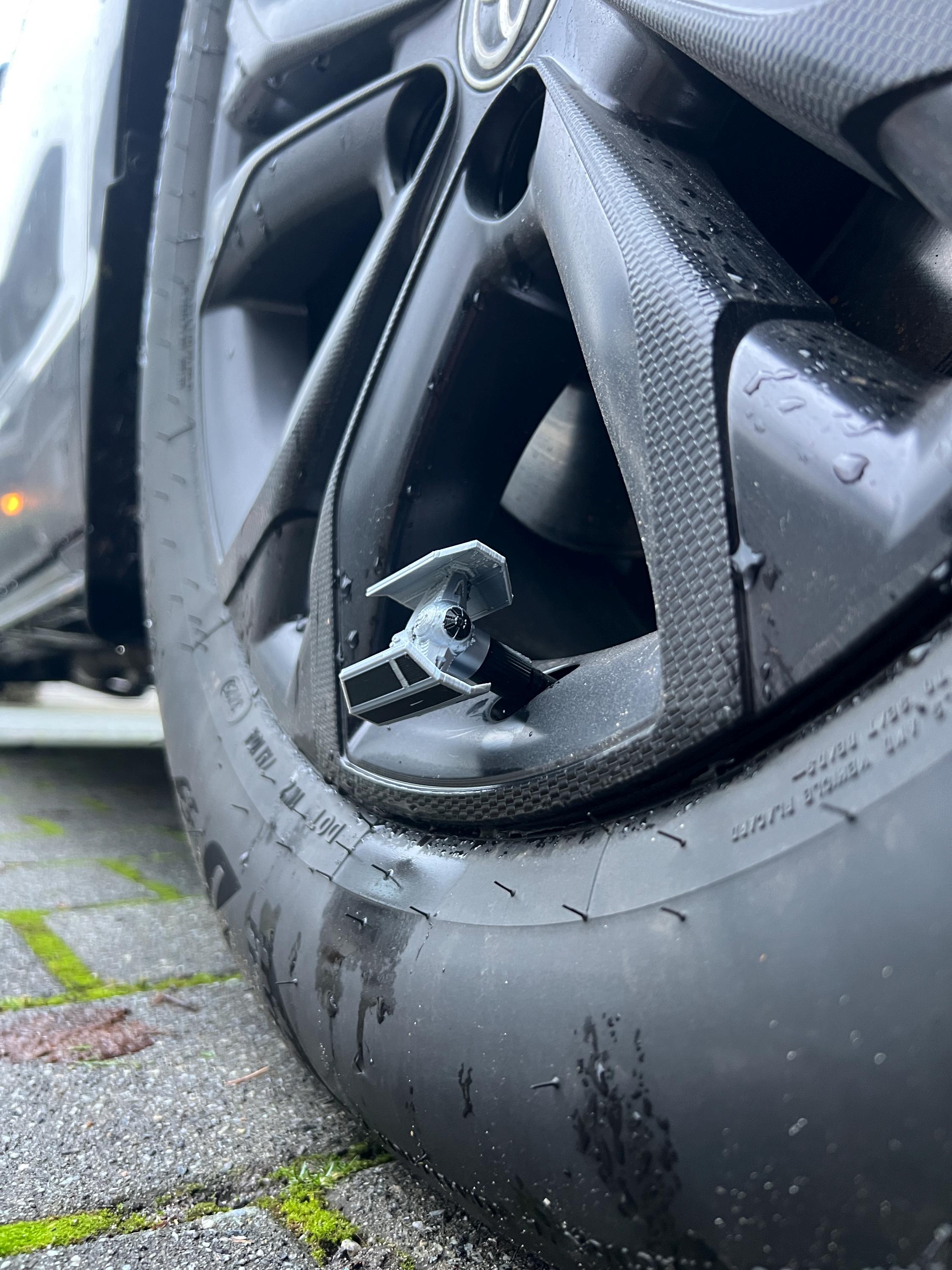 Twin-Wing Starfighter Tire Valve Caps — 3D-Printed Detail That Pops Your Wheels