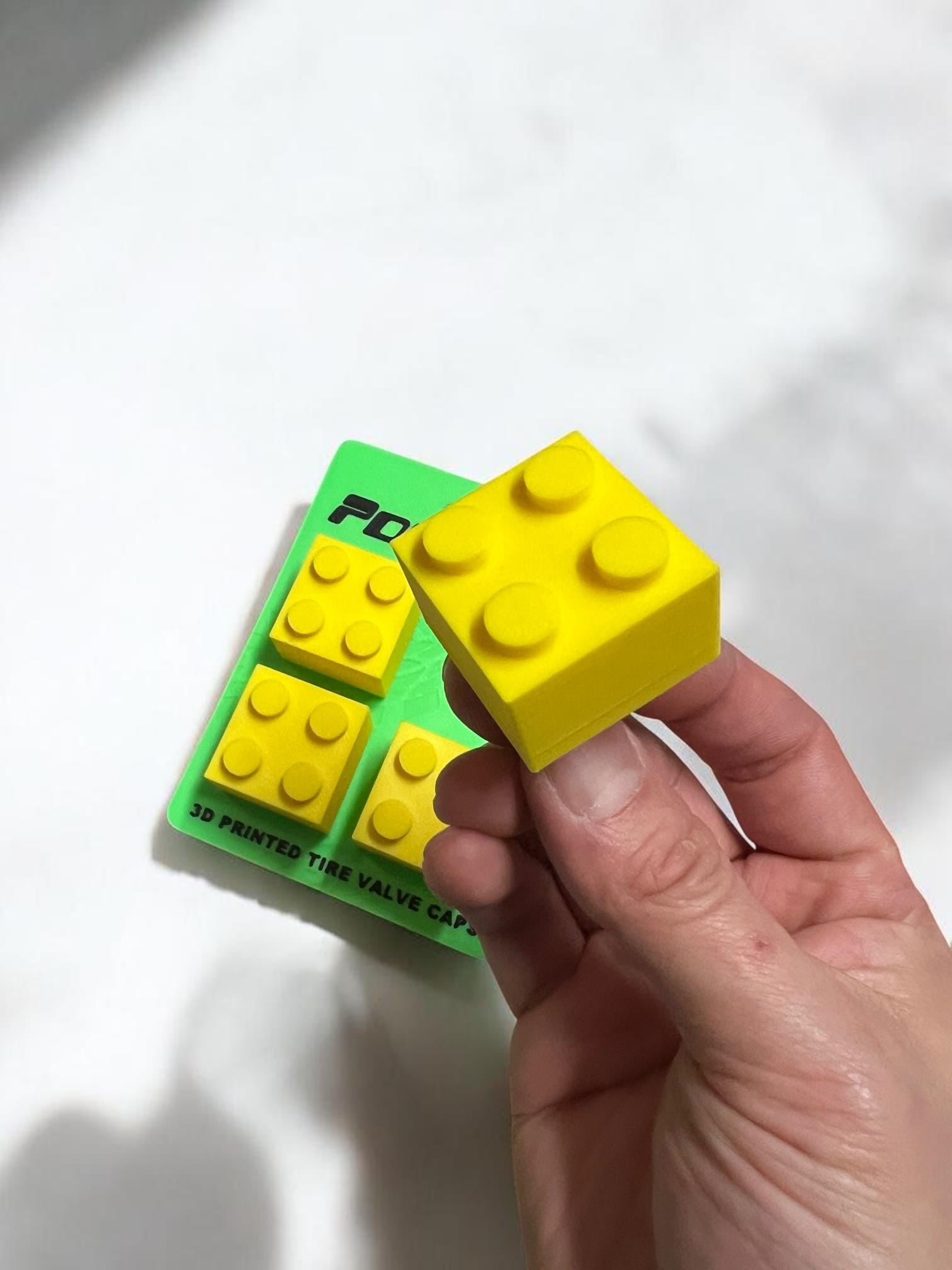 Building Block Brick Inspired PopCaps – 3D Printed Tire Valve Caps