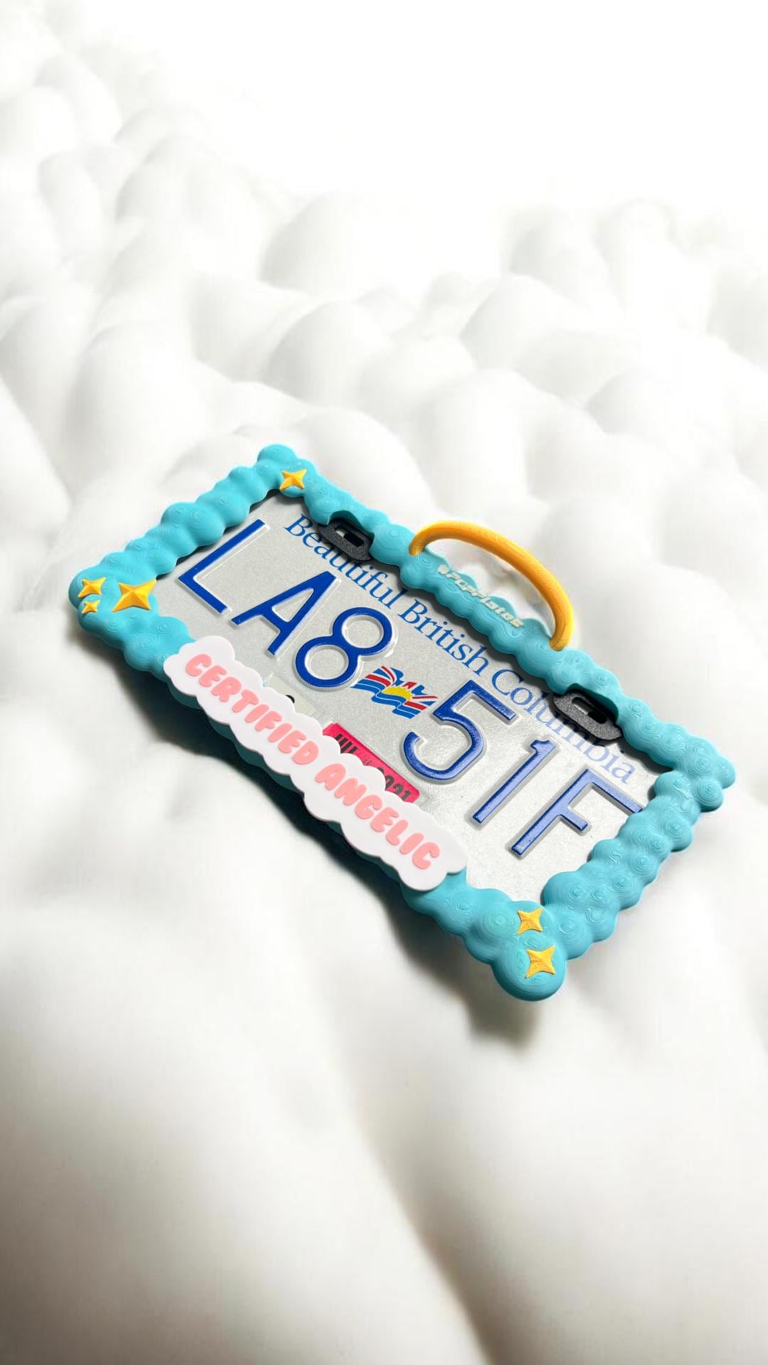 Angel Wing License Plate Frame Set – 3D Halo & Winged Design