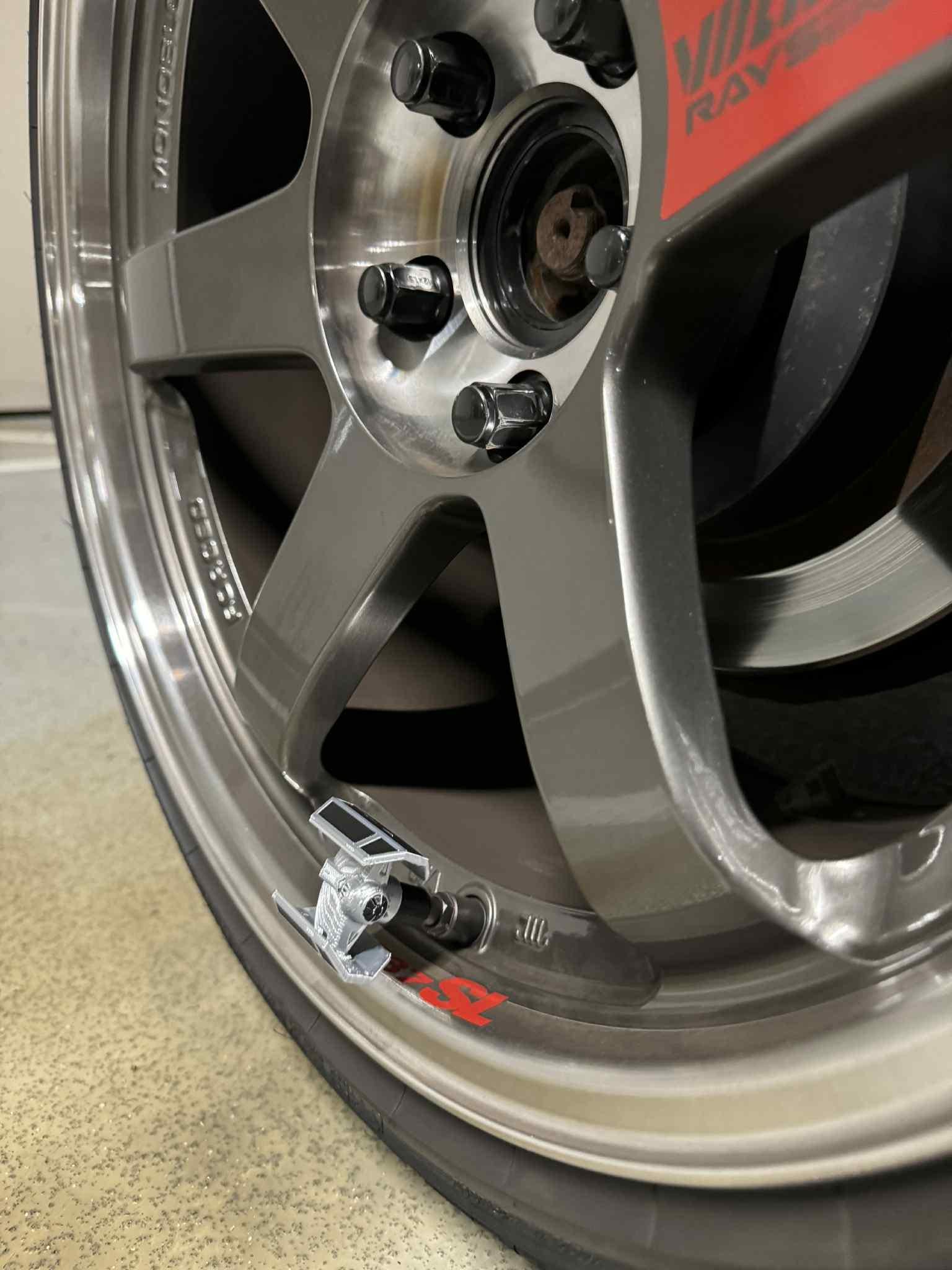 Twin-Wing Starfighter Tire Valve Caps — 3D-Printed Detail That Pops Your Wheels