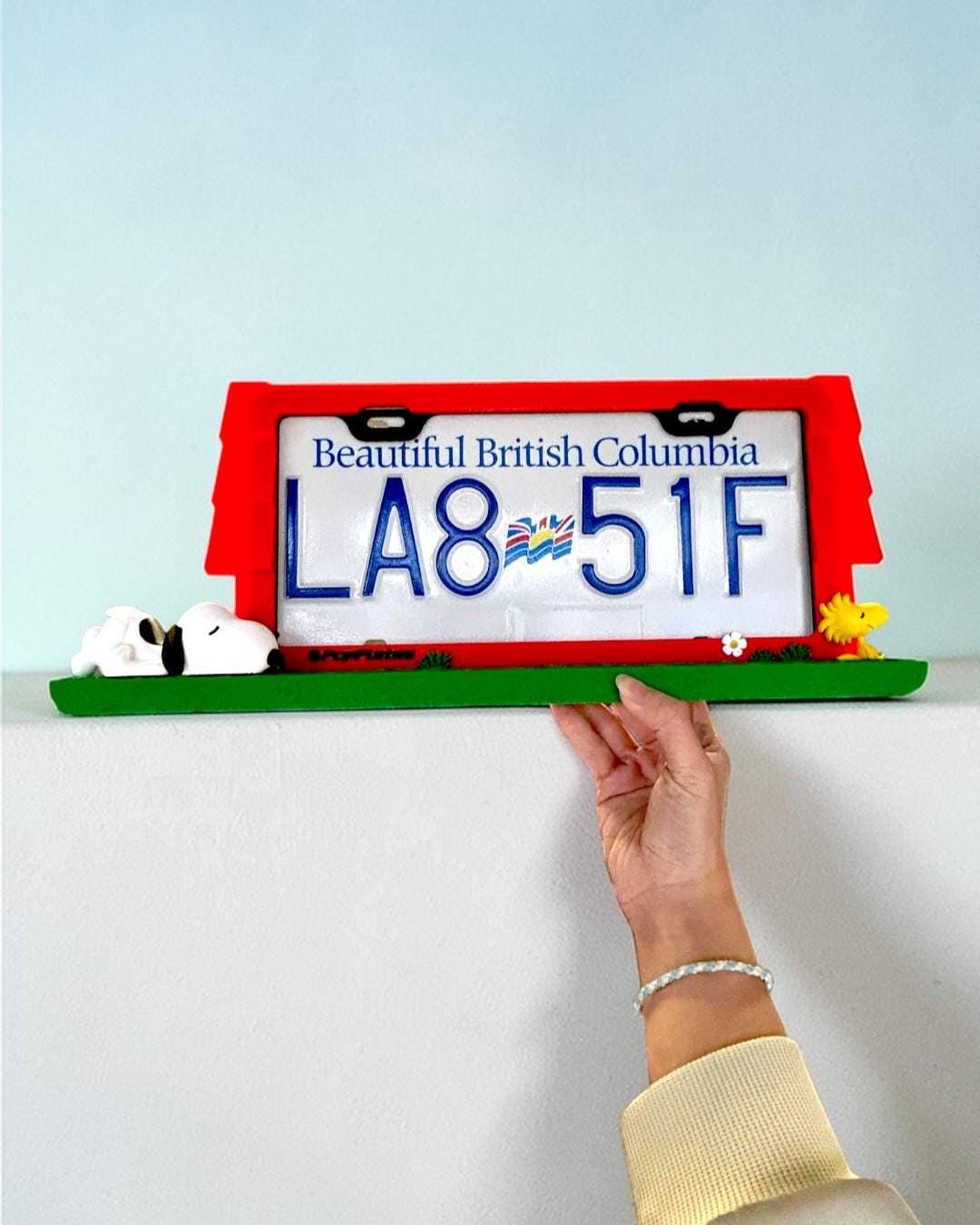 Snoopy Inspired PopPlate | Premium 3D License Plate Frame | Cute Doghouse Car Accessory | Napping Puppy Auto Decor