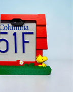 Snoopy Inspired PopPlate | Premium 3D License Plate Frame | Cute Doghouse Car Accessory | Napping Puppy Auto Decor