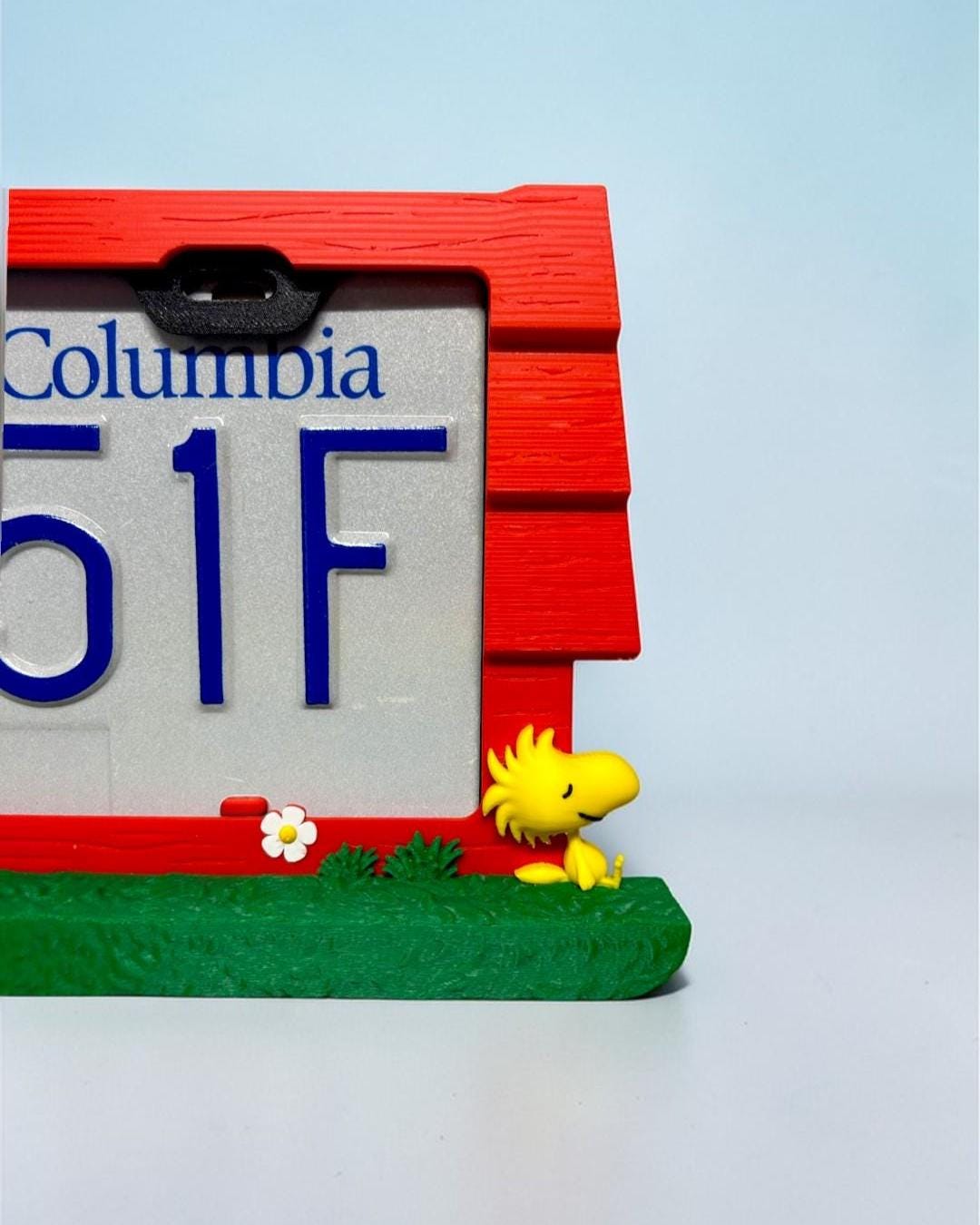 Snoopy Inspired PopPlate | Premium 3D License Plate Frame | Cute Doghouse Car Accessory | Napping Puppy Auto Decor