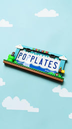 Retro Mario Inspired License Plate Frame – 3D Pixel Style Car Plate Frame, Gaming Inspired Auto Accessory, Cute Gamer Car Decor