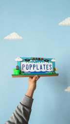 Retro Mario Inspired License Plate Frame – 3D Pixel Style Car Plate Frame, Gaming Inspired Auto Accessory, Cute Gamer Car Decor