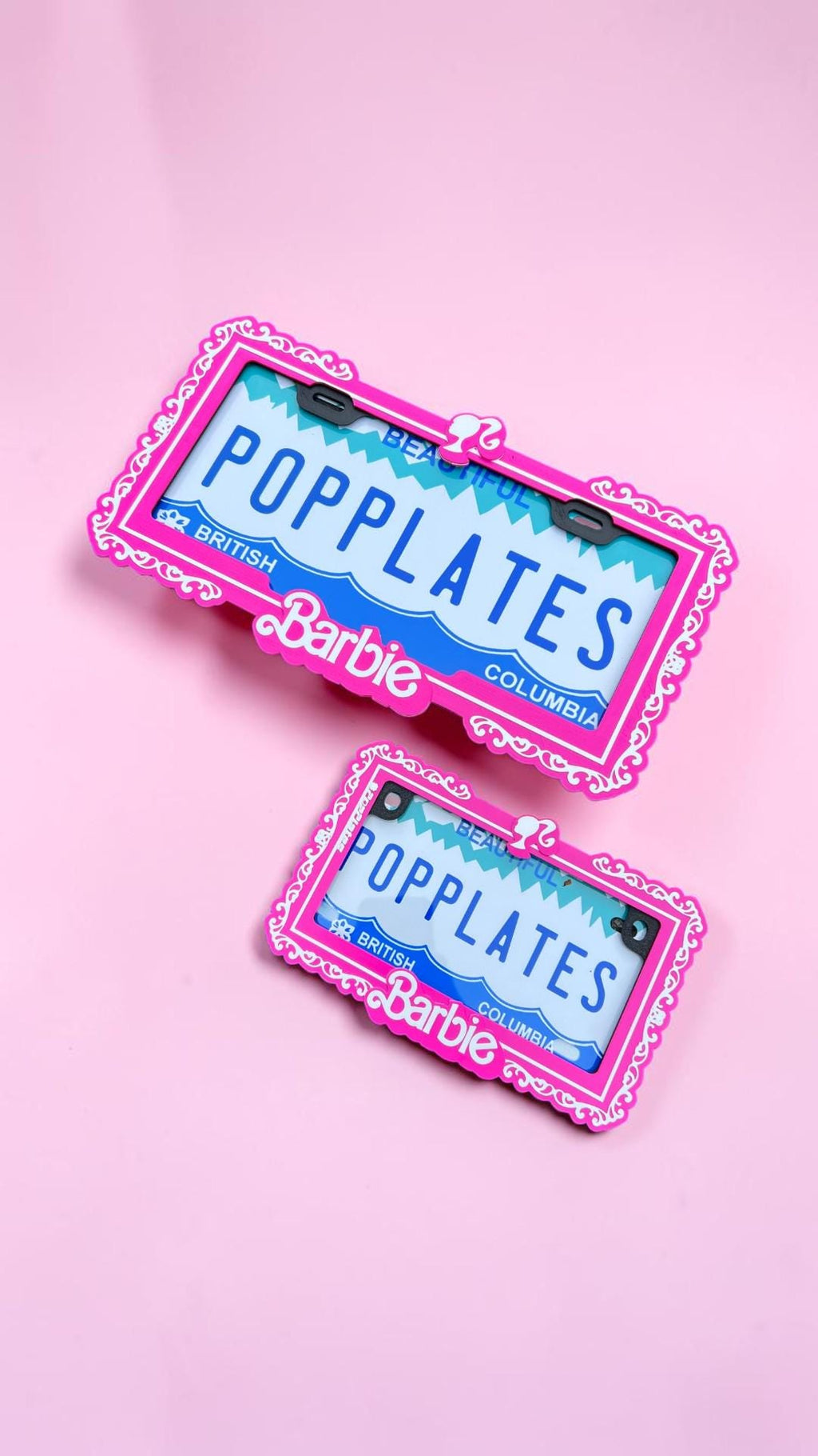Pink Doll Inspired PopMoto | 3D License Plate Frame | Cute Pink Motorcycle Accessory | Girly Glam Moto Decor